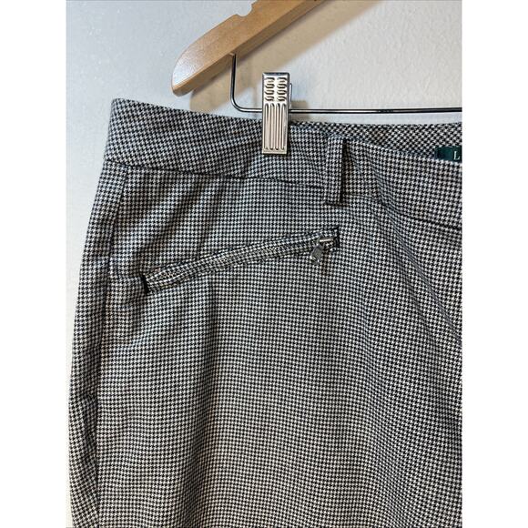 Ralph Lauren women's Size 16 W Pants flat front Houndstooth Black white Pockets - Picture 3 of 7